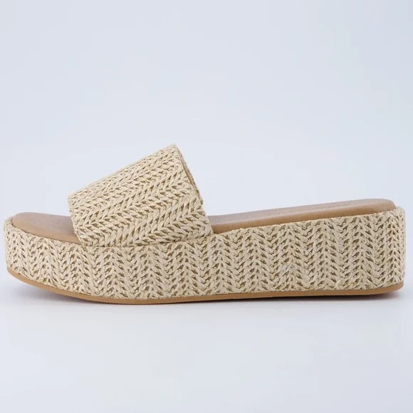 Cushionaire Kudos Platform Wedge Sandals Women Natural Espadrille Comfort Sz 8M - Picture 9 of 16